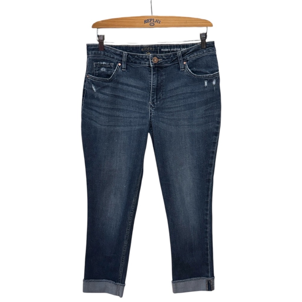 2/$30 Riders by Lee Modern Midrise Boyfriend Dark Blue Cropped Jeans Size 12